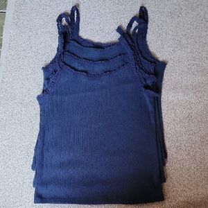 Art Class Blue Ribbed Asymmetrical Tank Top Cotton Size L 10-12 Bundle 4 Pz New